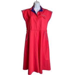 Red Midi Dress with Contrast Trim